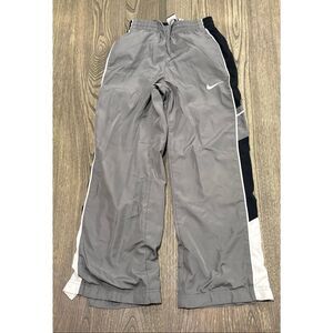 Nike Youth Boys Track Pants Swoosh Drawcord Elastic Waist Pull-On Silver Size S